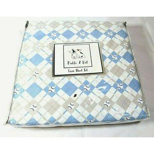 Baseball Check Pickle & Dot Twin Sheet Set Blue,